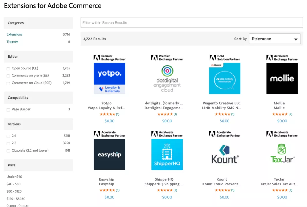 Extensões do Adobe Commerce
