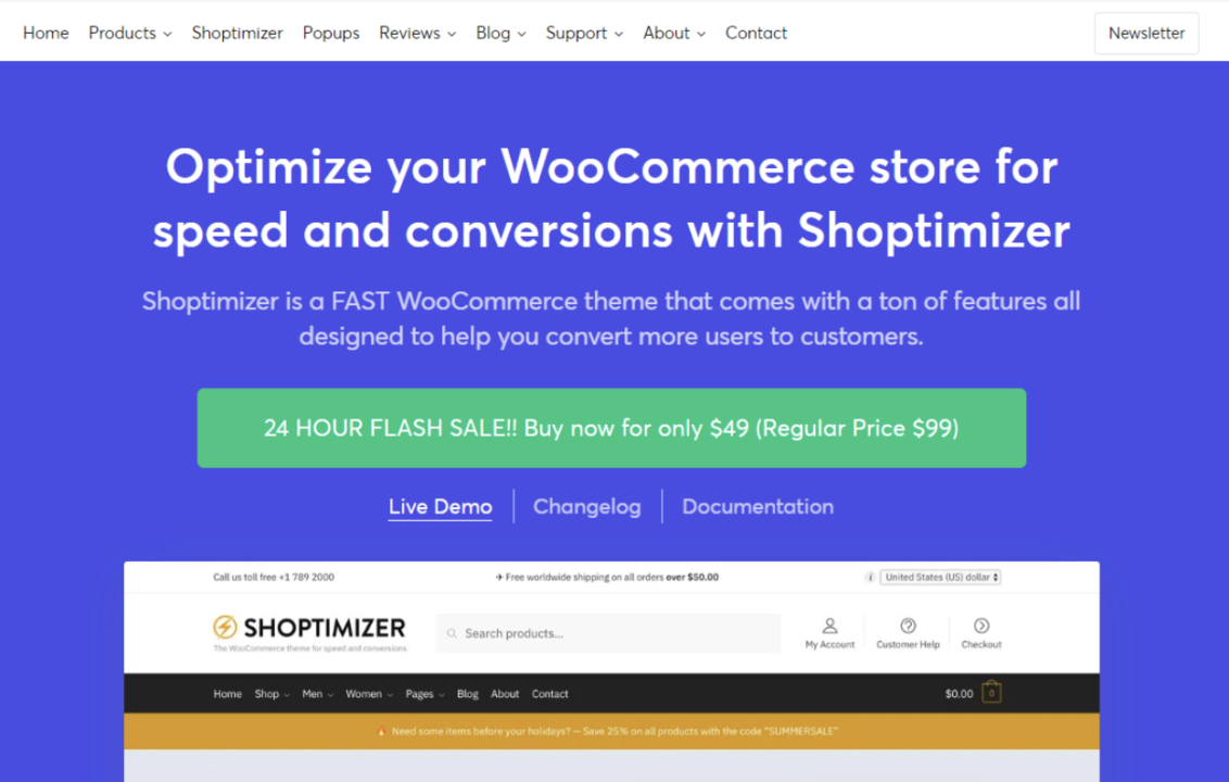 Shoptimizer theme for Woocommerce