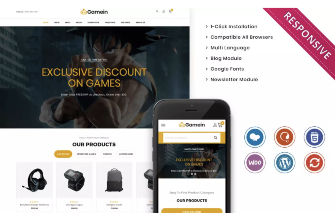 Gamein theme for Woocommerce