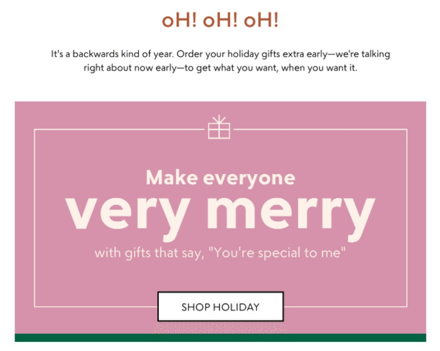 Uncommon Goods funny Christmas email example