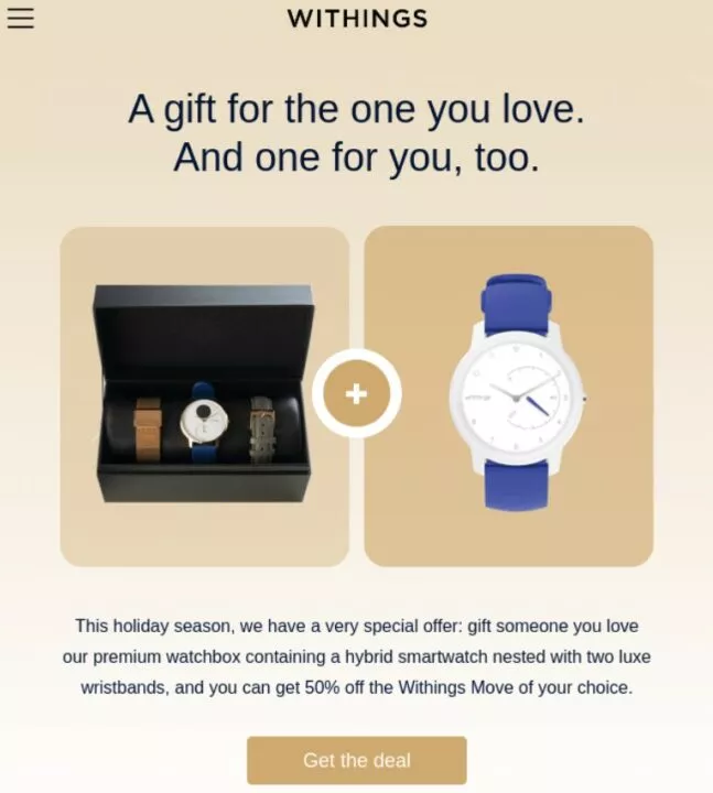 Withings merry Christmas email example