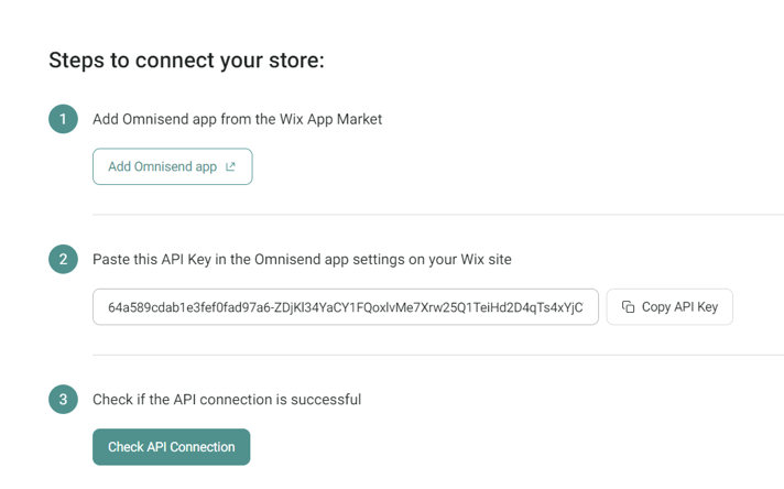 Omnisend integration with Wix cia Wix app market