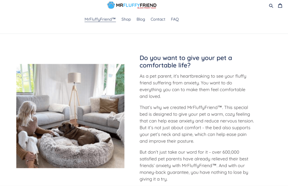 Pet care Shopify dropshipping stores - MrFluffyFriend