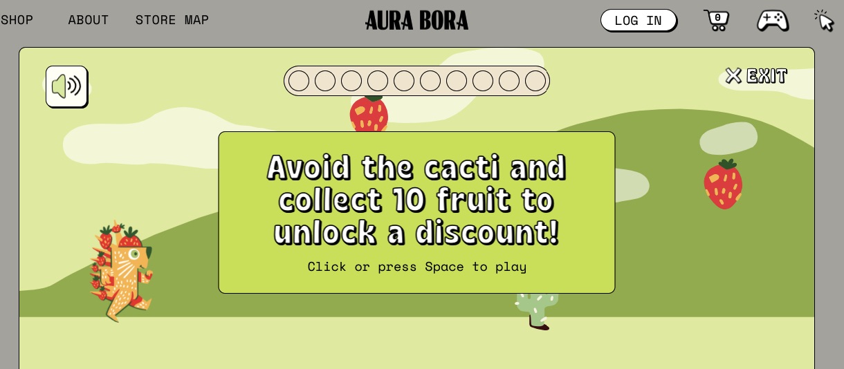 Gamified website popup example by Aura Bora