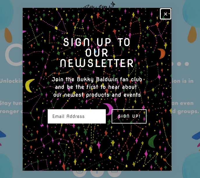 Email opt-in website popup example by Bukky Baldwin