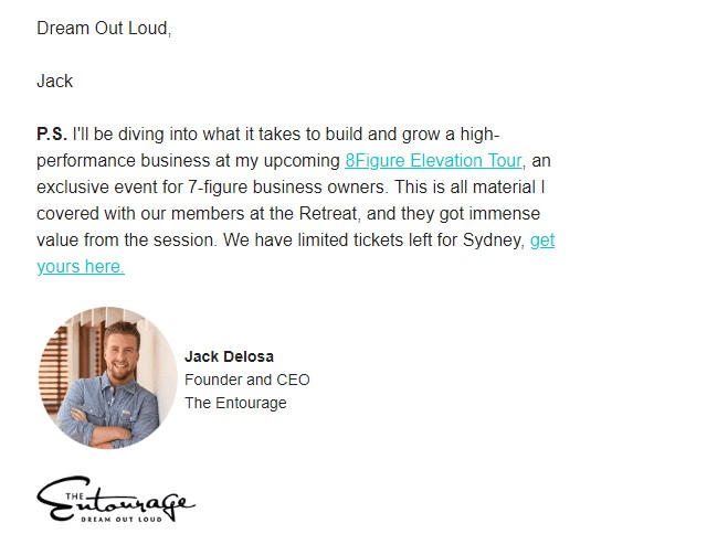 Creative email sign off by The Entourage